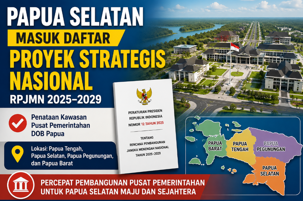 Papua Selatan Masuk Daftar Proyek Strategis Nasional Penataan Kawasan Pusat Pemerintahan DOB Papua